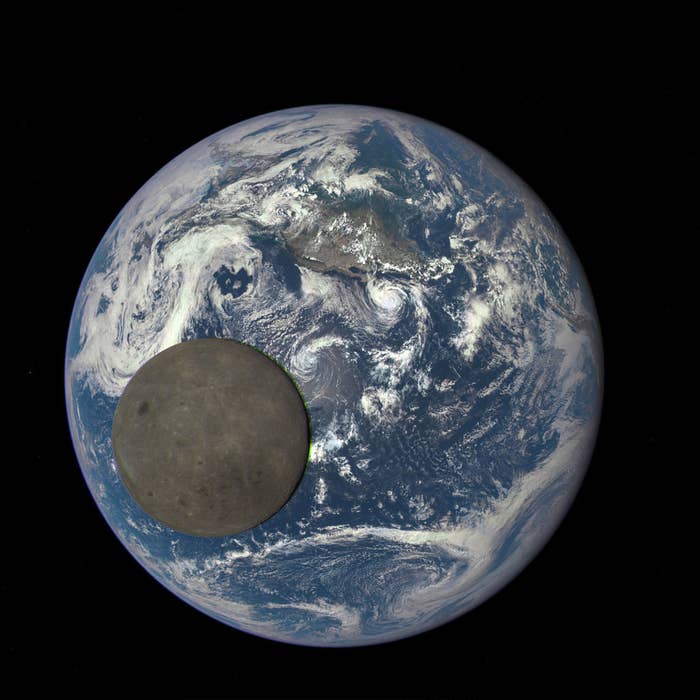 The moon in front of the earth