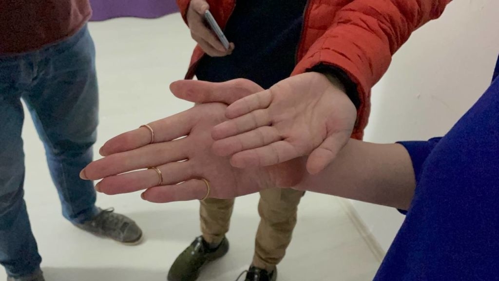 Rumeysa Gelgi&#x27;s hand in comparison to someone else&#x27;s