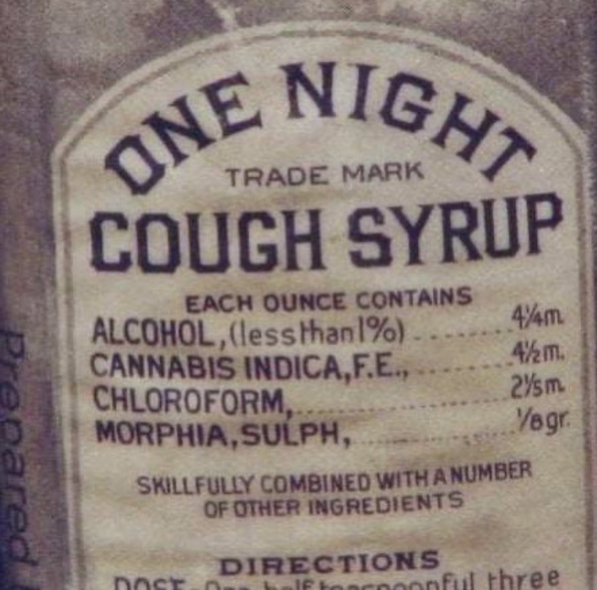 A label for cough medicine
