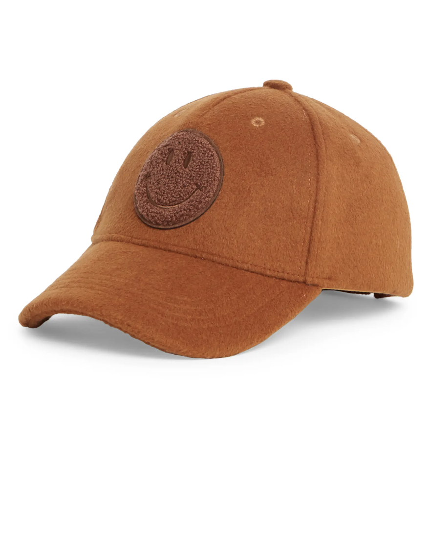 The baseball cap in brown
