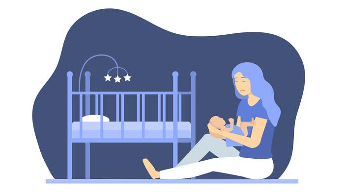 Animated image of a woman holding a baby
