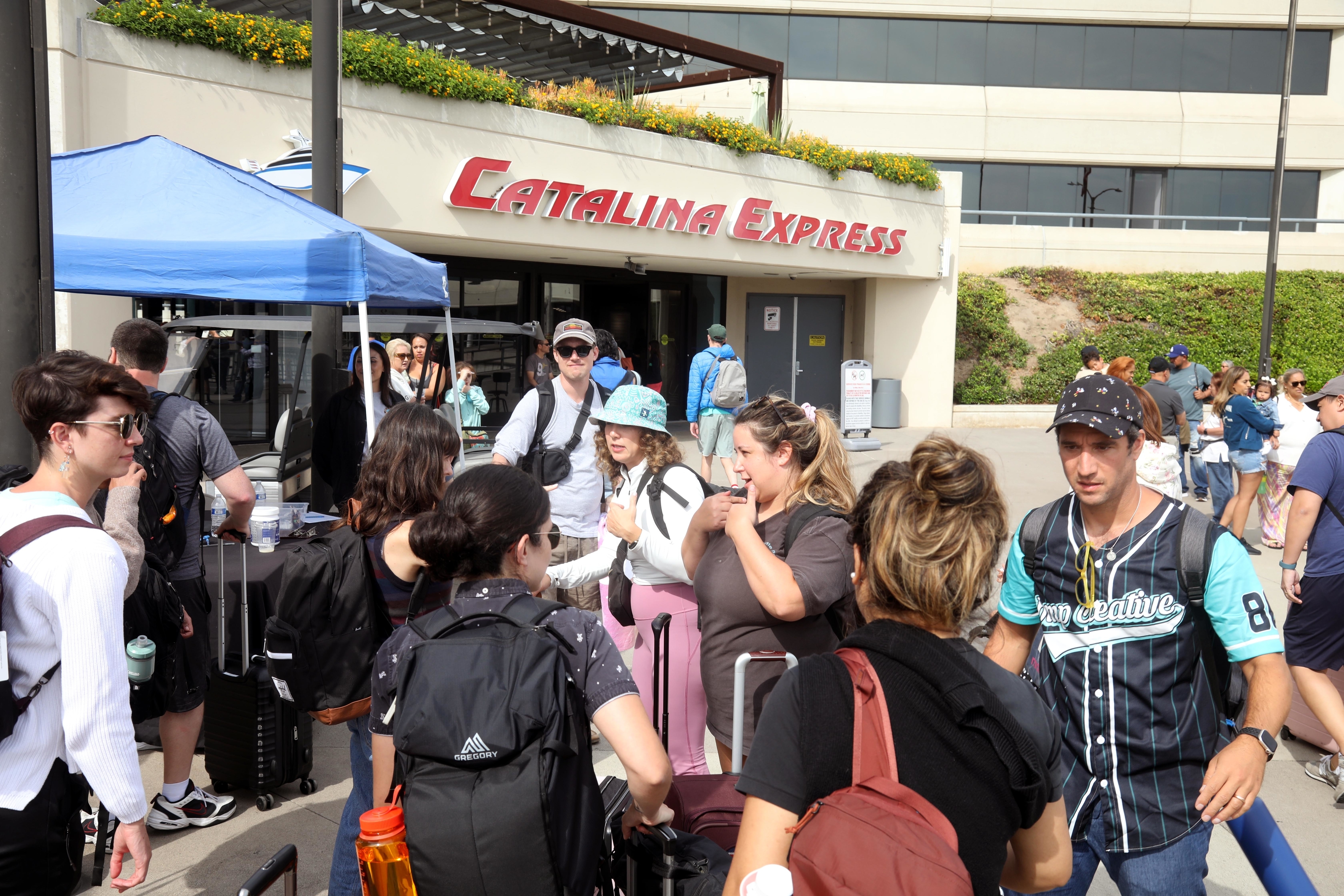 People evacuating Catalina Island