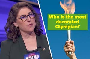 Mayim Bialik and the Olympic torch.