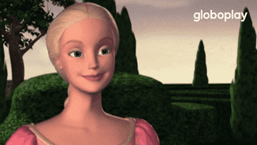 gif of Barbie as Rapunzel smiling