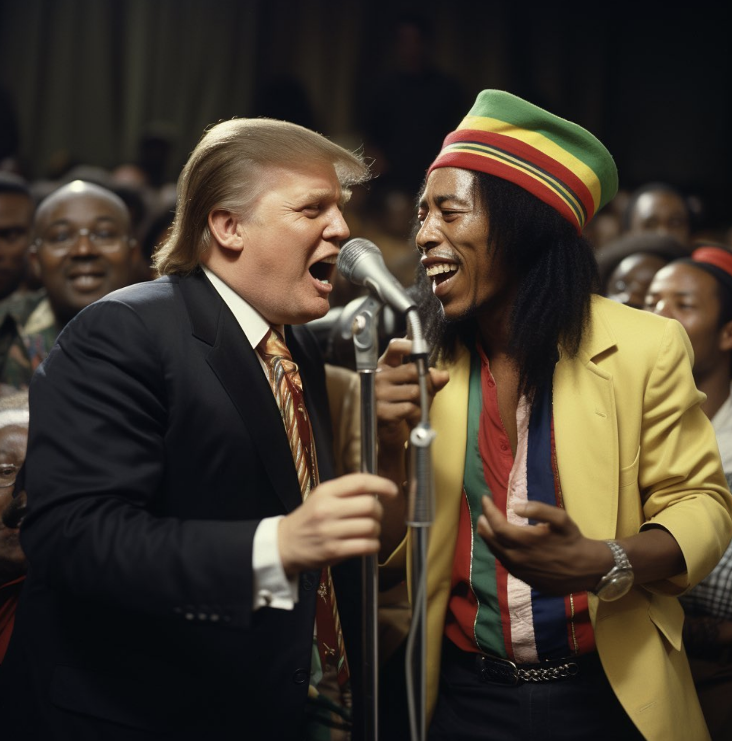 Trump singing with Bob Marley