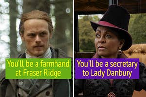 Jamie Fraser from "Outlander" and Lady Danbury from "Bridgerton."