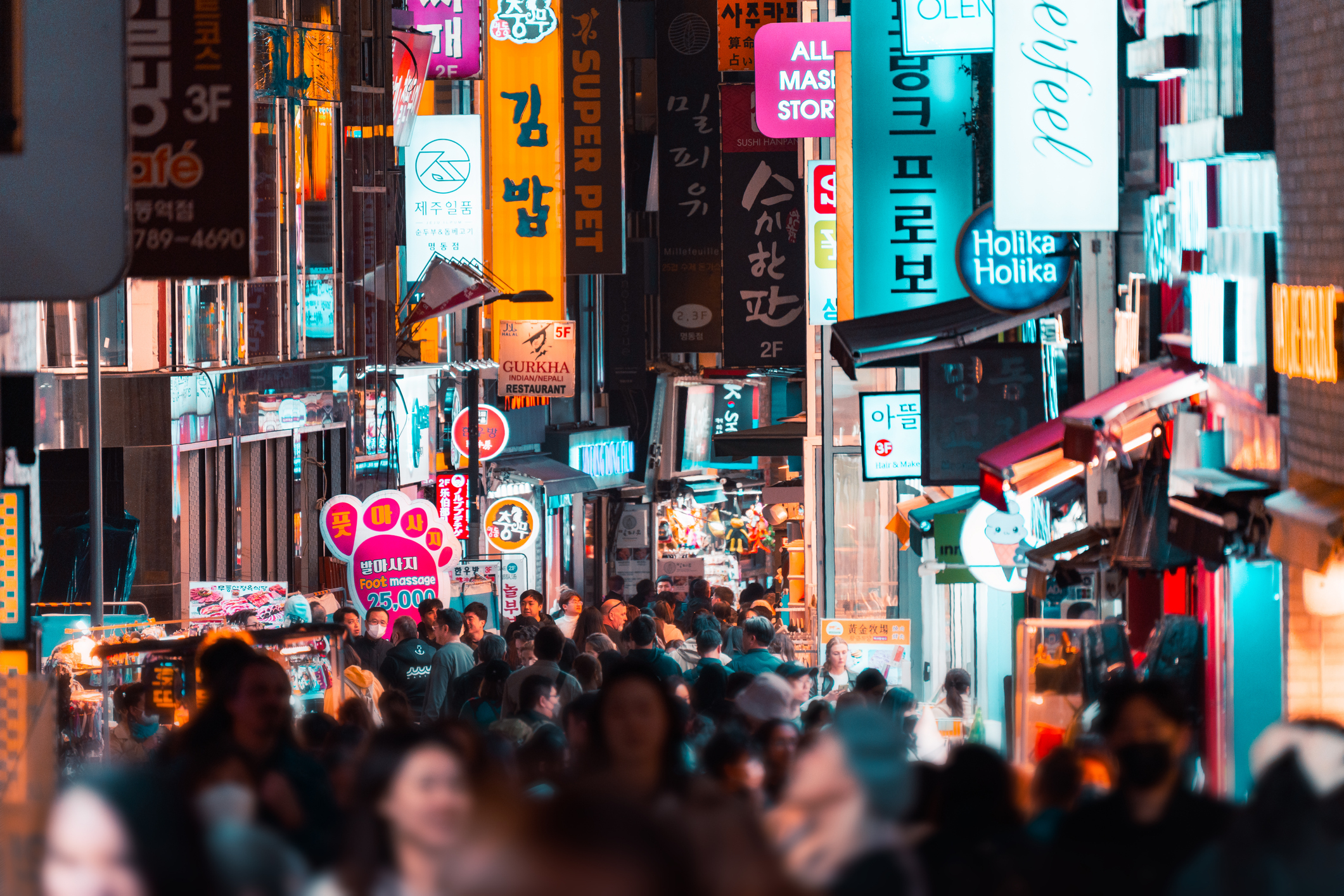 crowded street in korea
