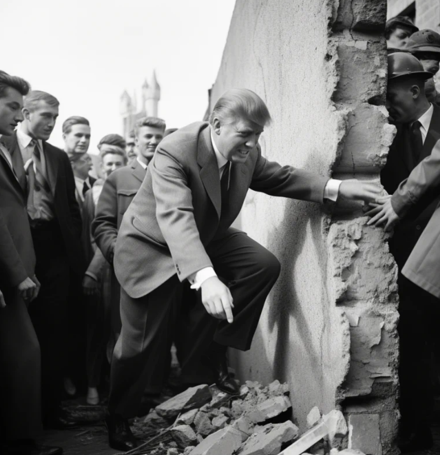 Trump knocking down Berlin Wall
