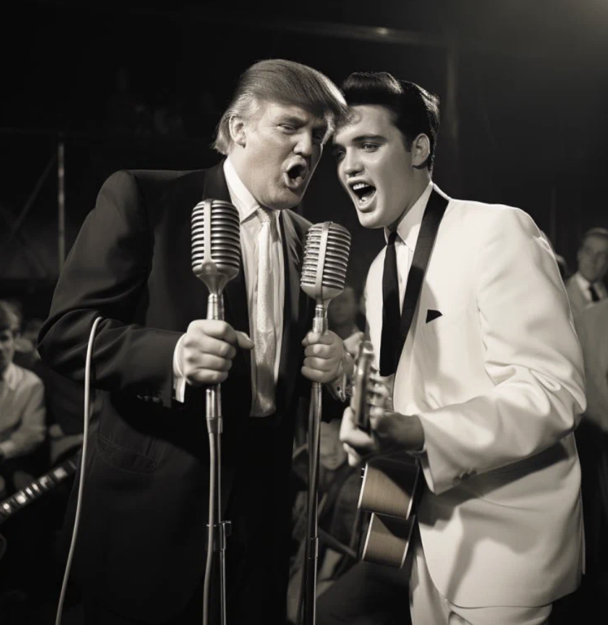 Trump singing with Elvis