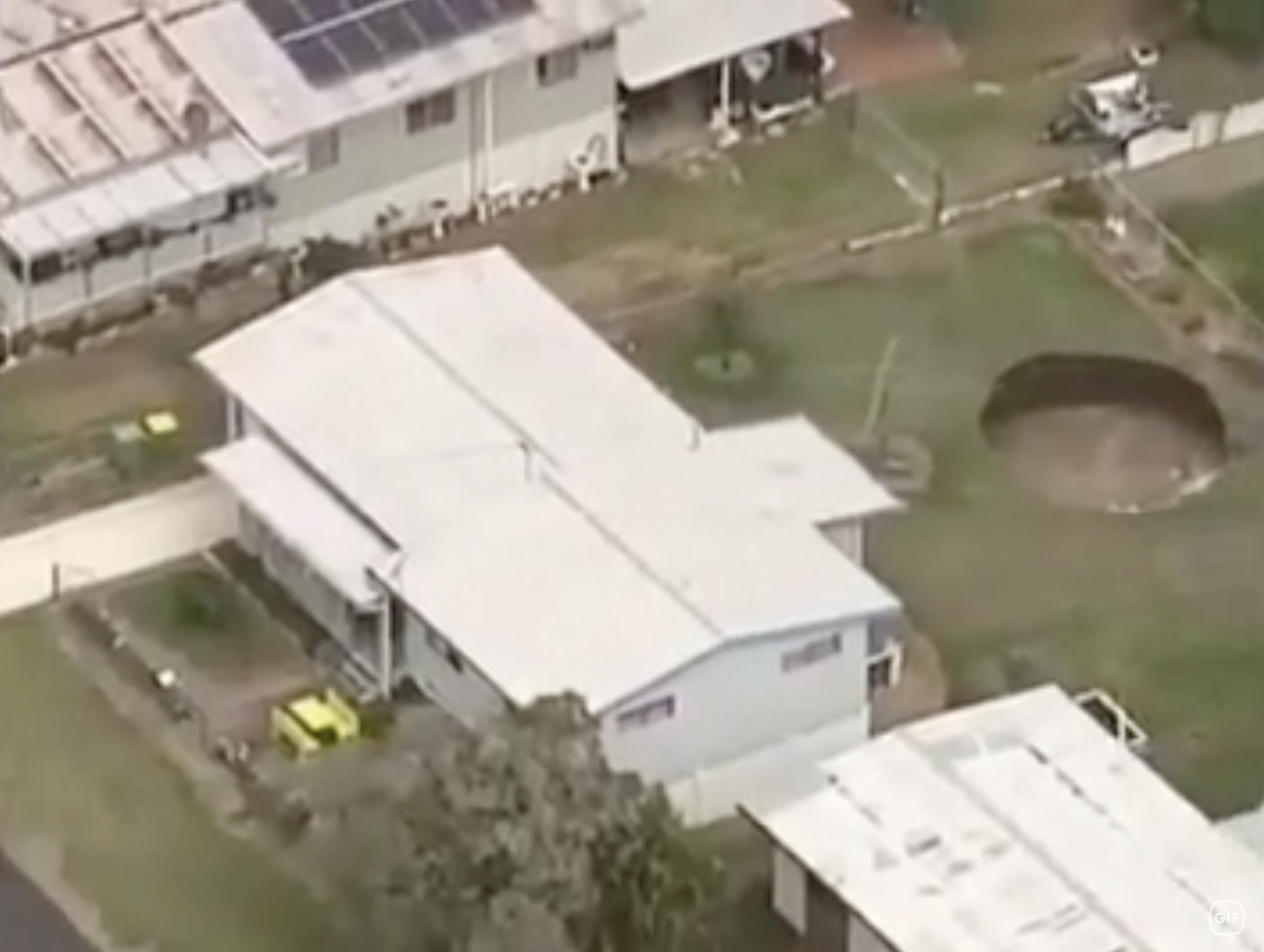 Aerial image of a garden pool