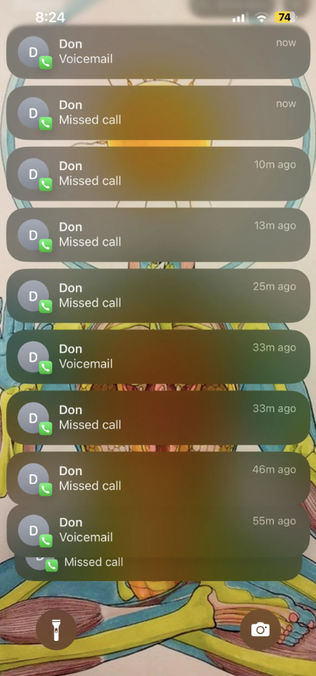 tons of missed calls from the same person