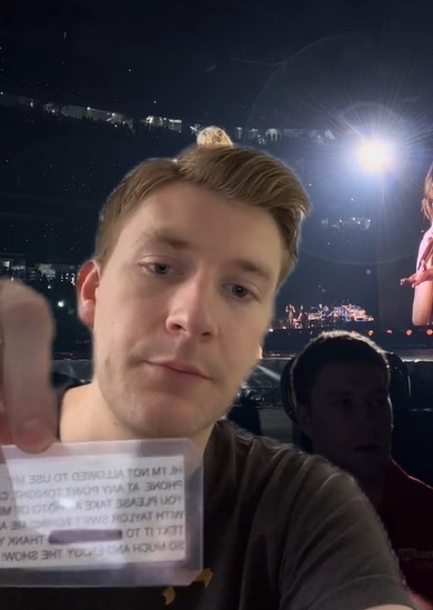 Calvin showing the cards he handed out