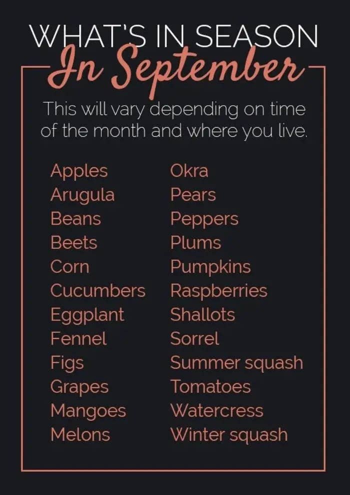 A list of September produce