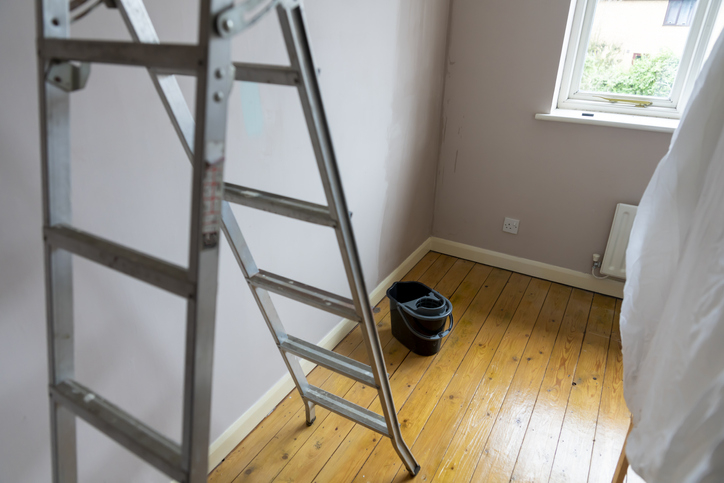 A ladder in a room