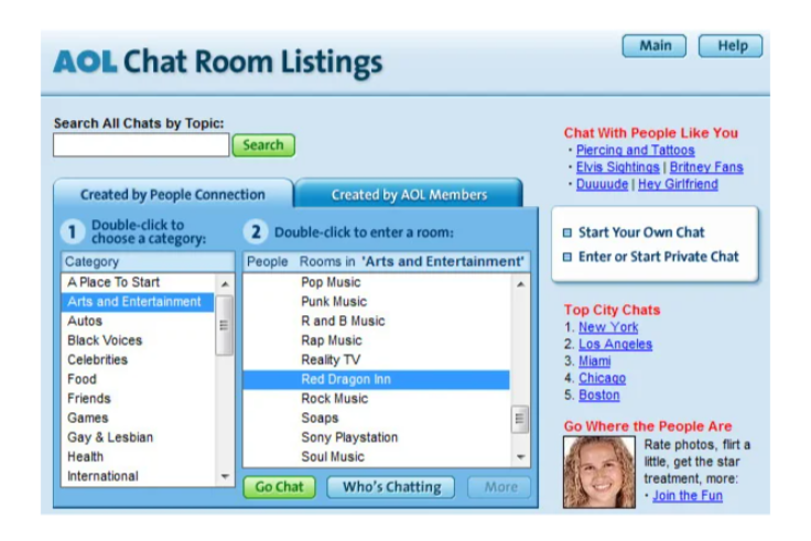 AOL chat rooms