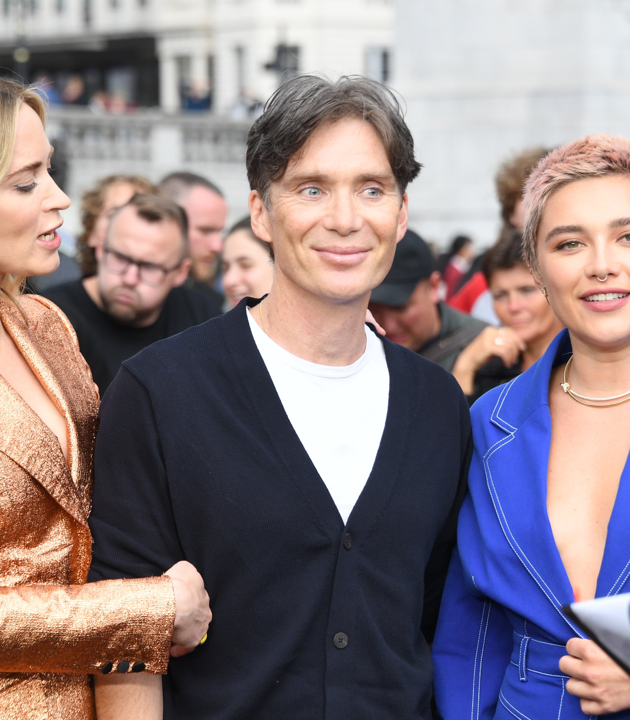 Close-up of Cillian and Florence at a media event