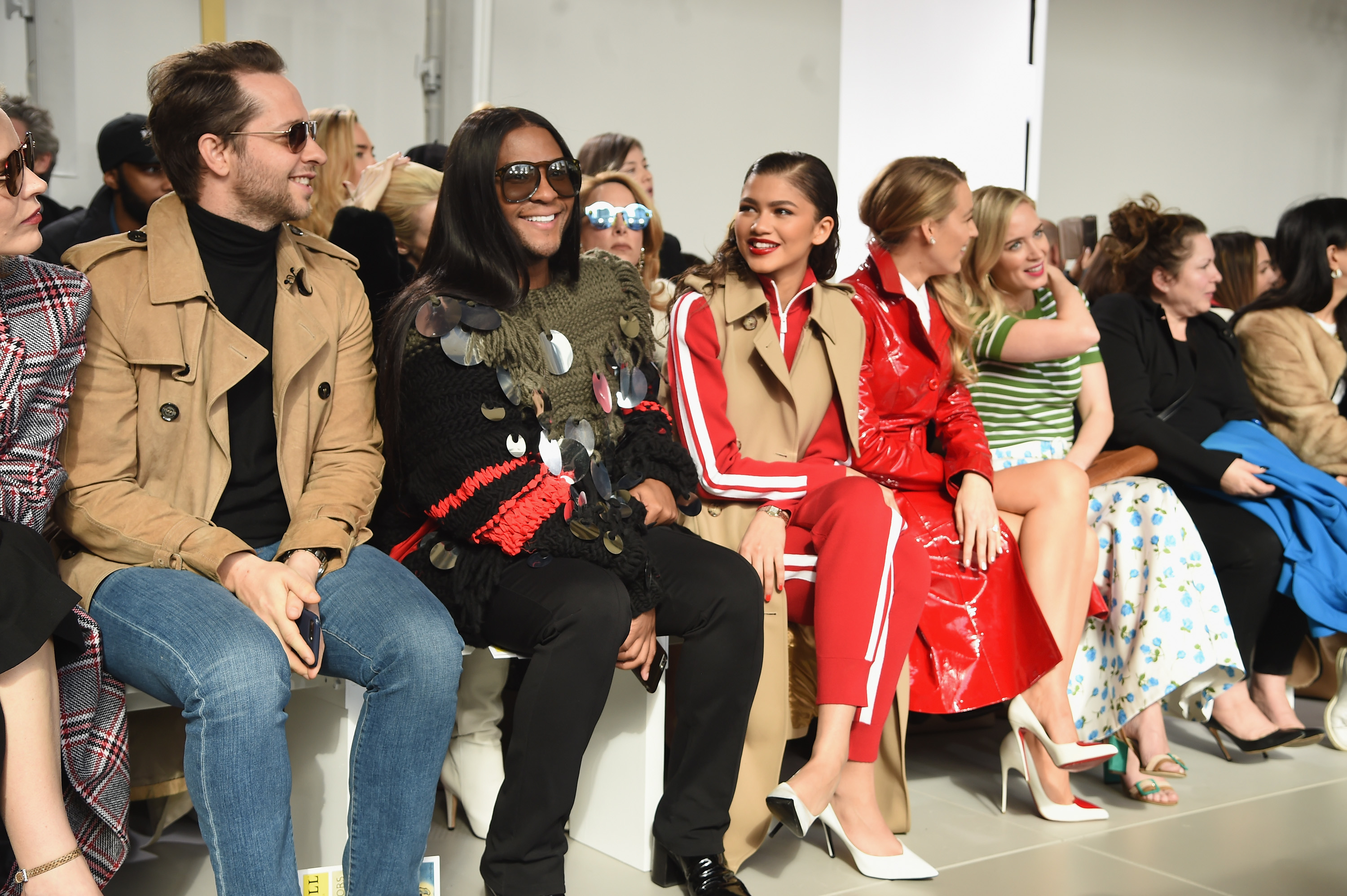 Close-up of Law and Zendaya sitting together at a fashion show