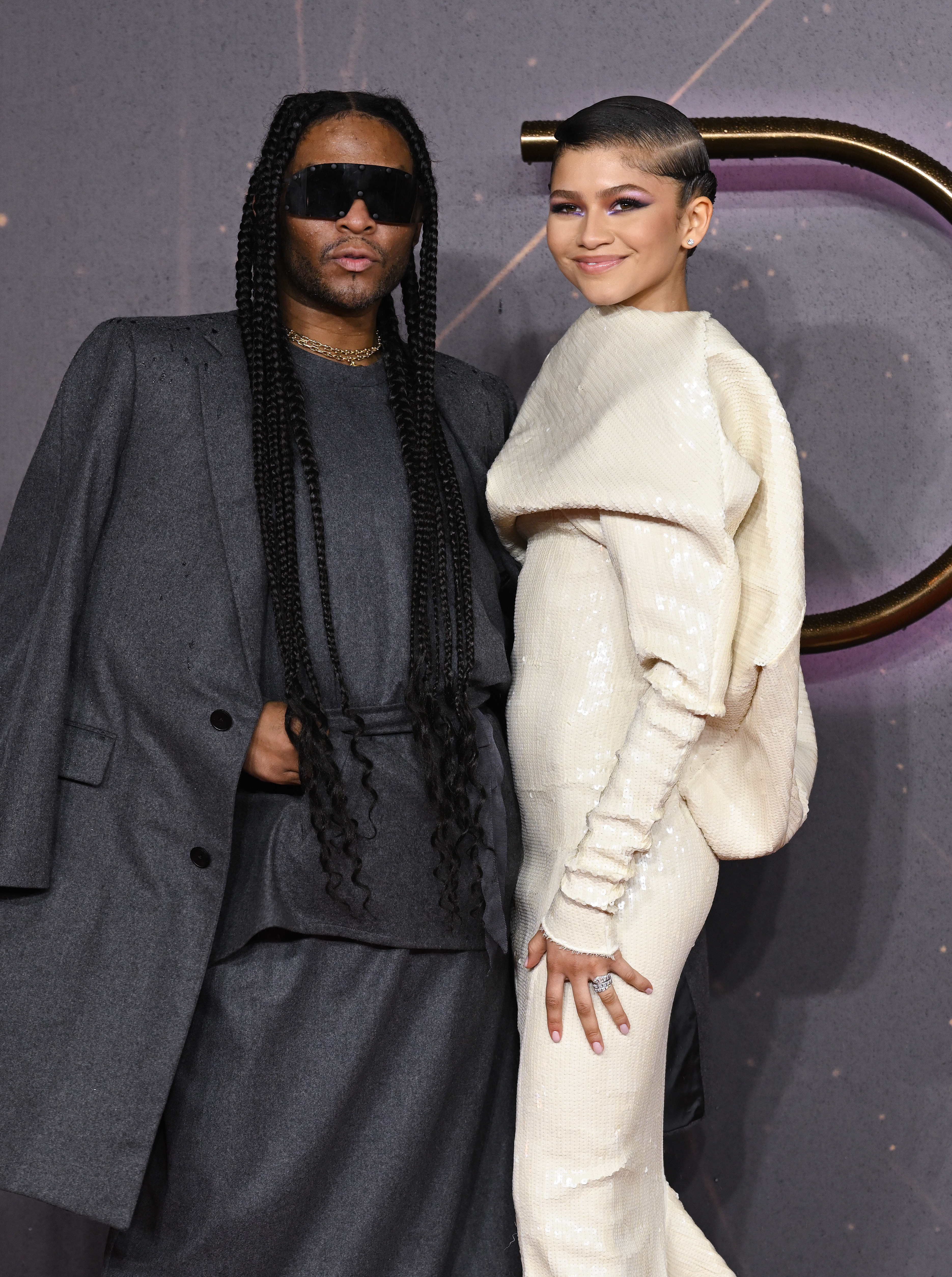 Close-up of Law and Zendaya at a media event