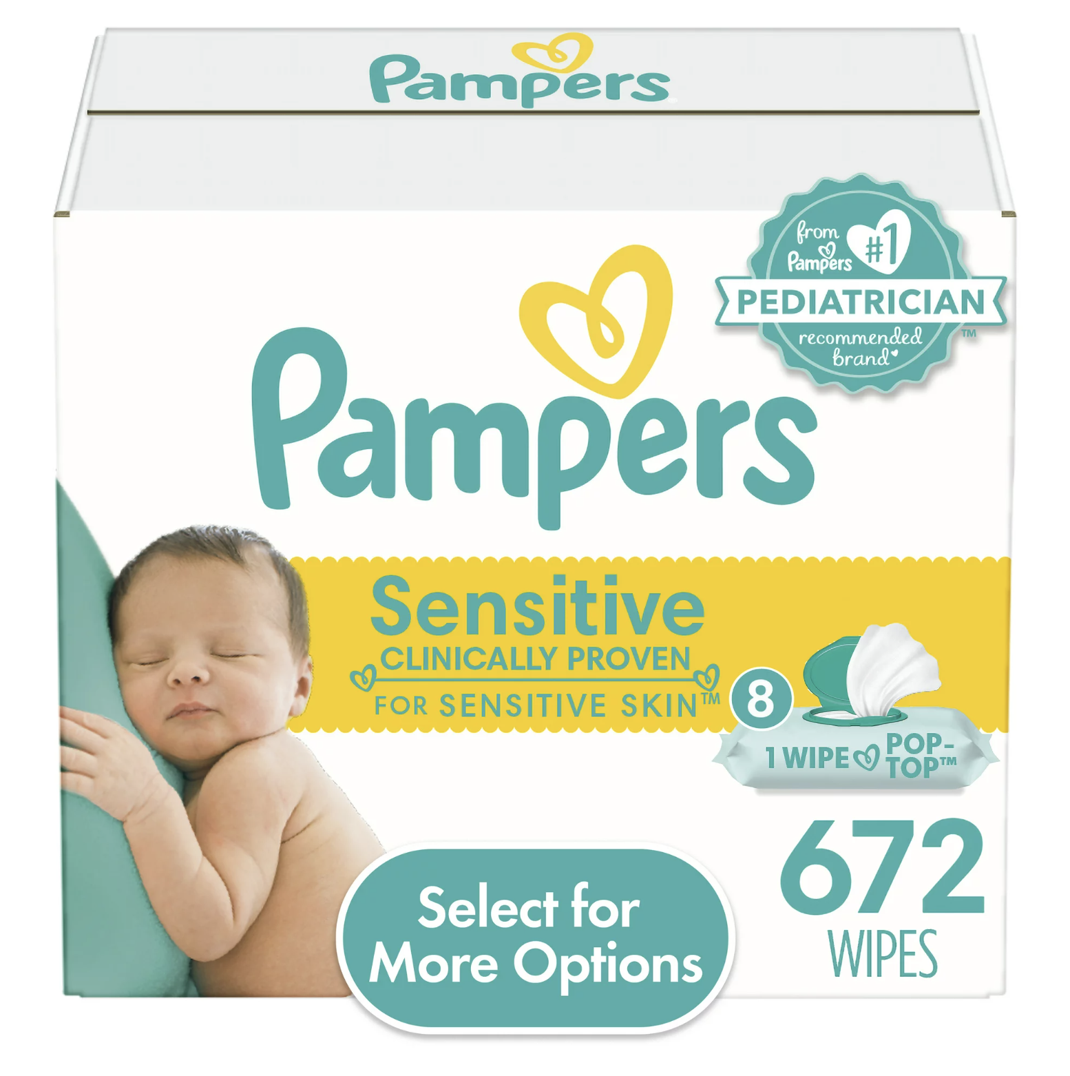 672 Pampers baby wipes for sensitive skin