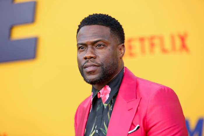 Closeup of Kevin Hart at a media event