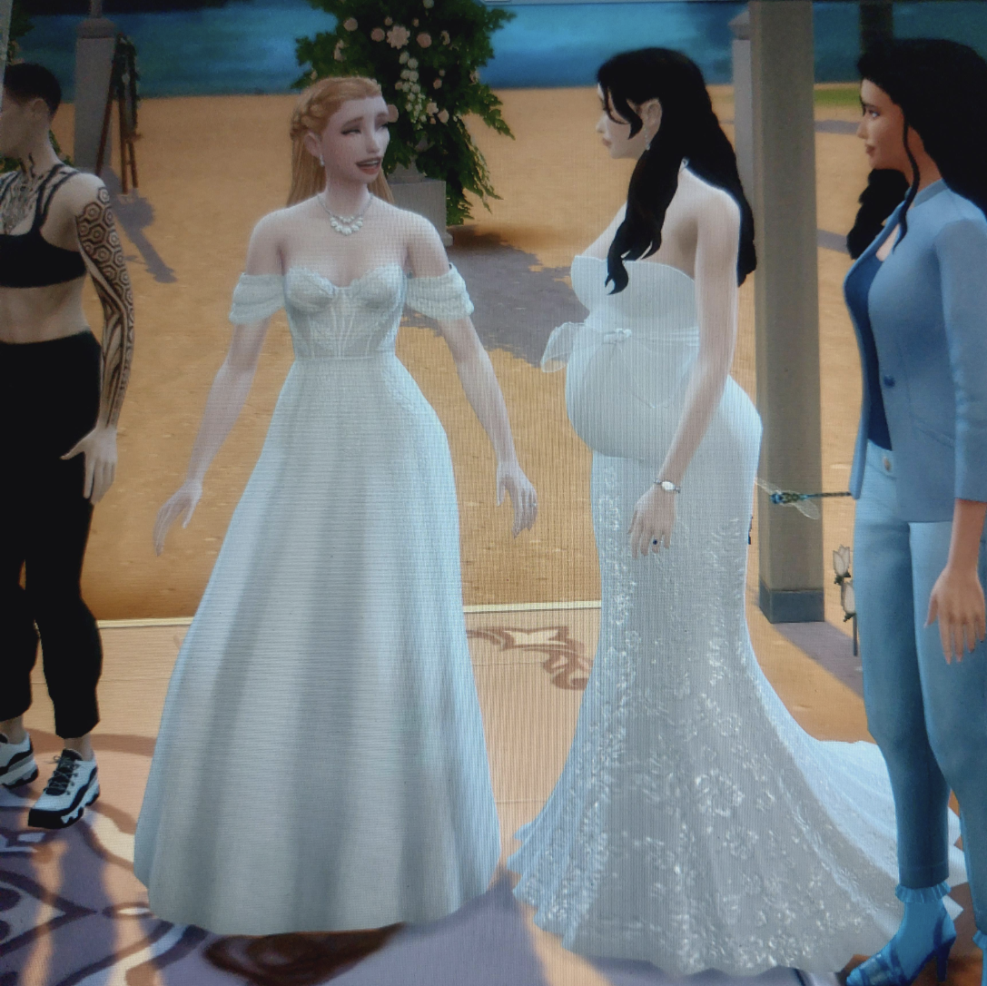 Two Sims brides meeting