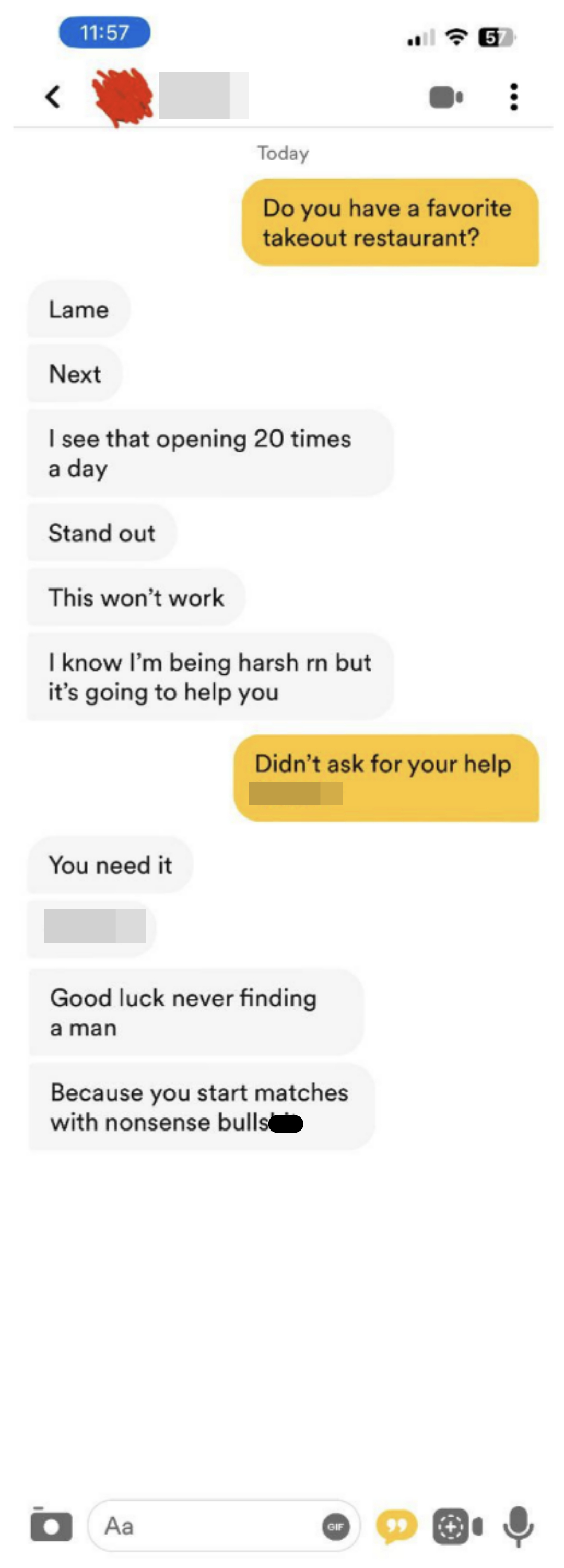 "Good luck never finding a man"