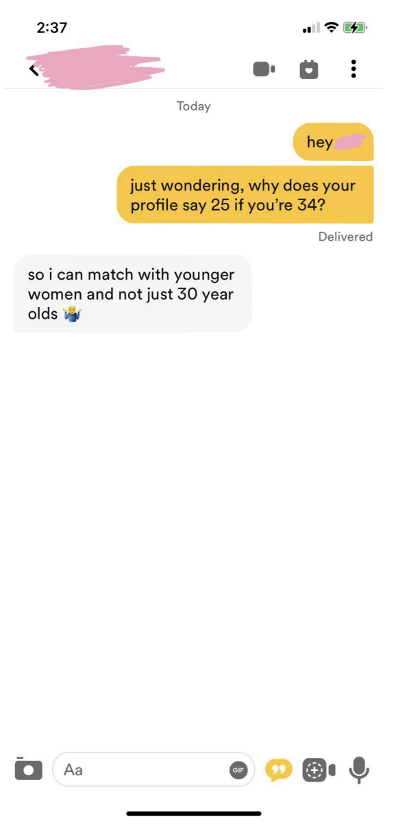 "so i can match with younger women"