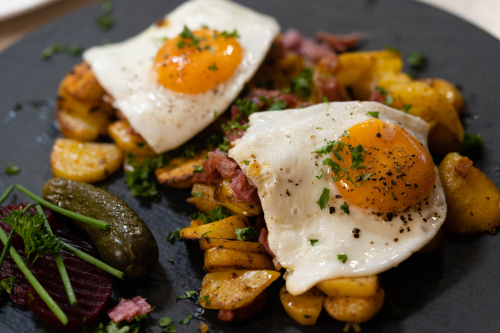 Home fries with eggs