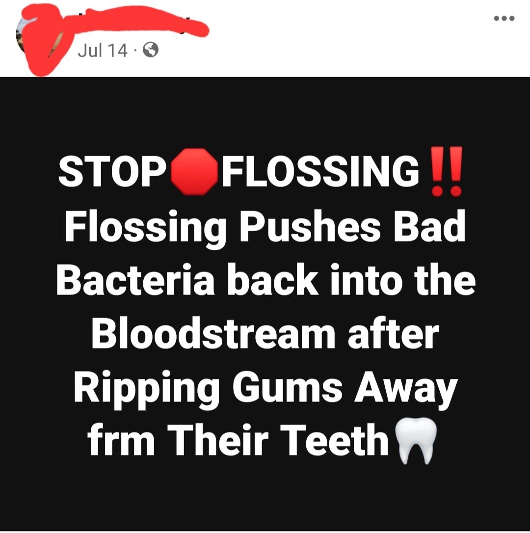 &quot;Flossing Pushes Bad Bacteria back into the Bloodstream&quot;
