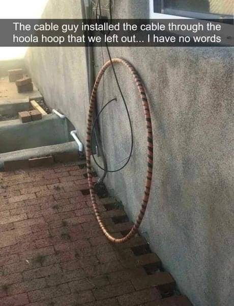 A cable through a hula hoop