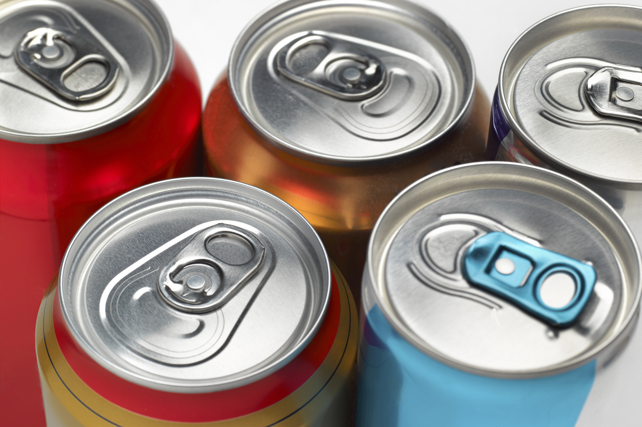 A closeup of cans