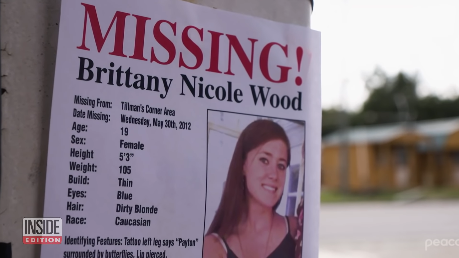 A missing persons poster for Brittney Wood