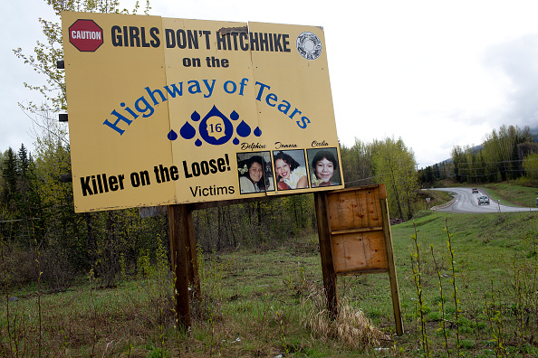 A sign about the &quot;Highway of Tears&quot;