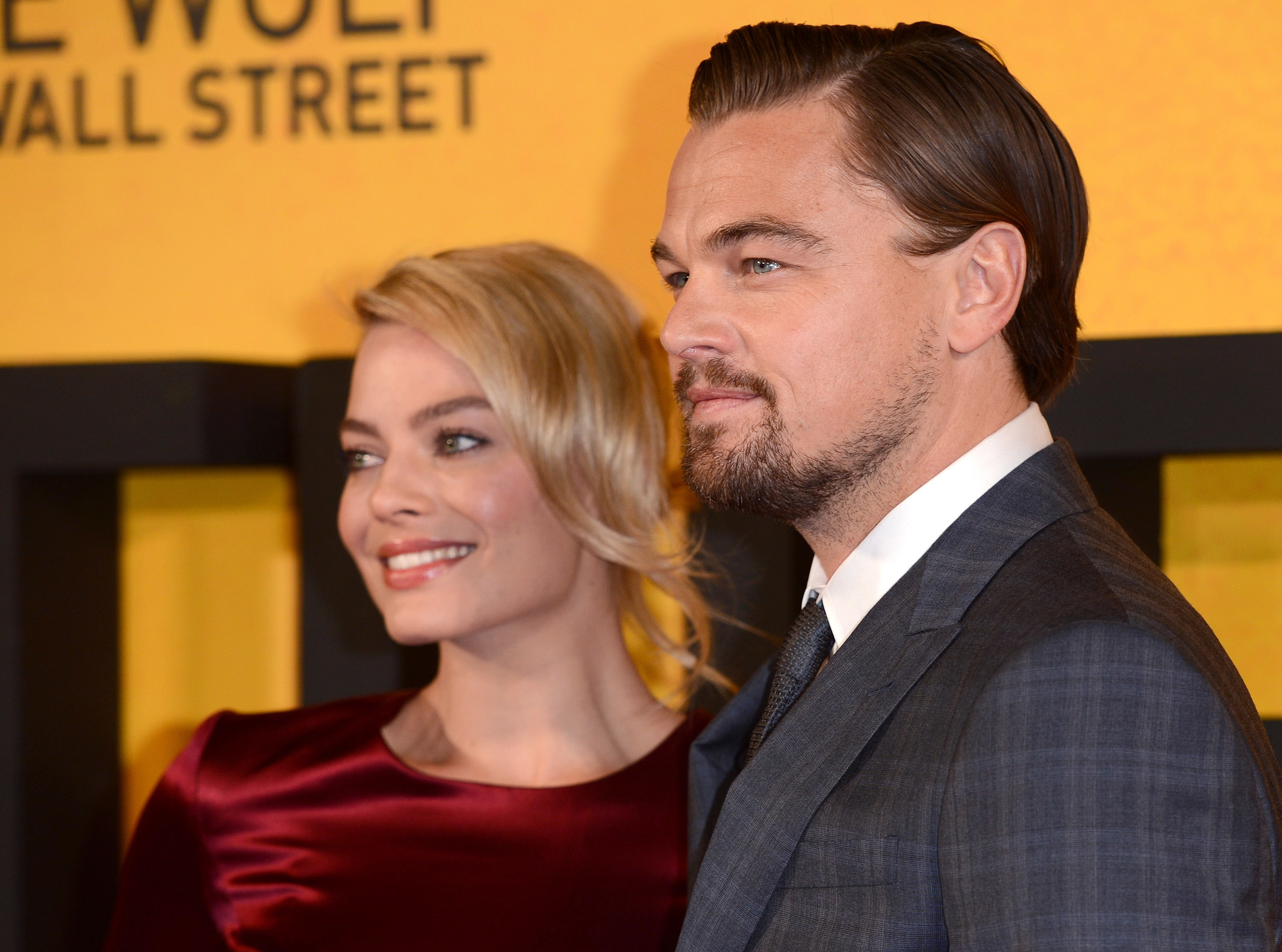 Close-up of Margot and Leo at a media event