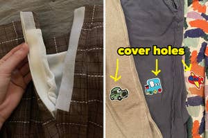 pants fly fixed with velcro, cute car patches covering holes in kids clothing