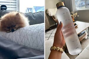 pillow and water bottle 