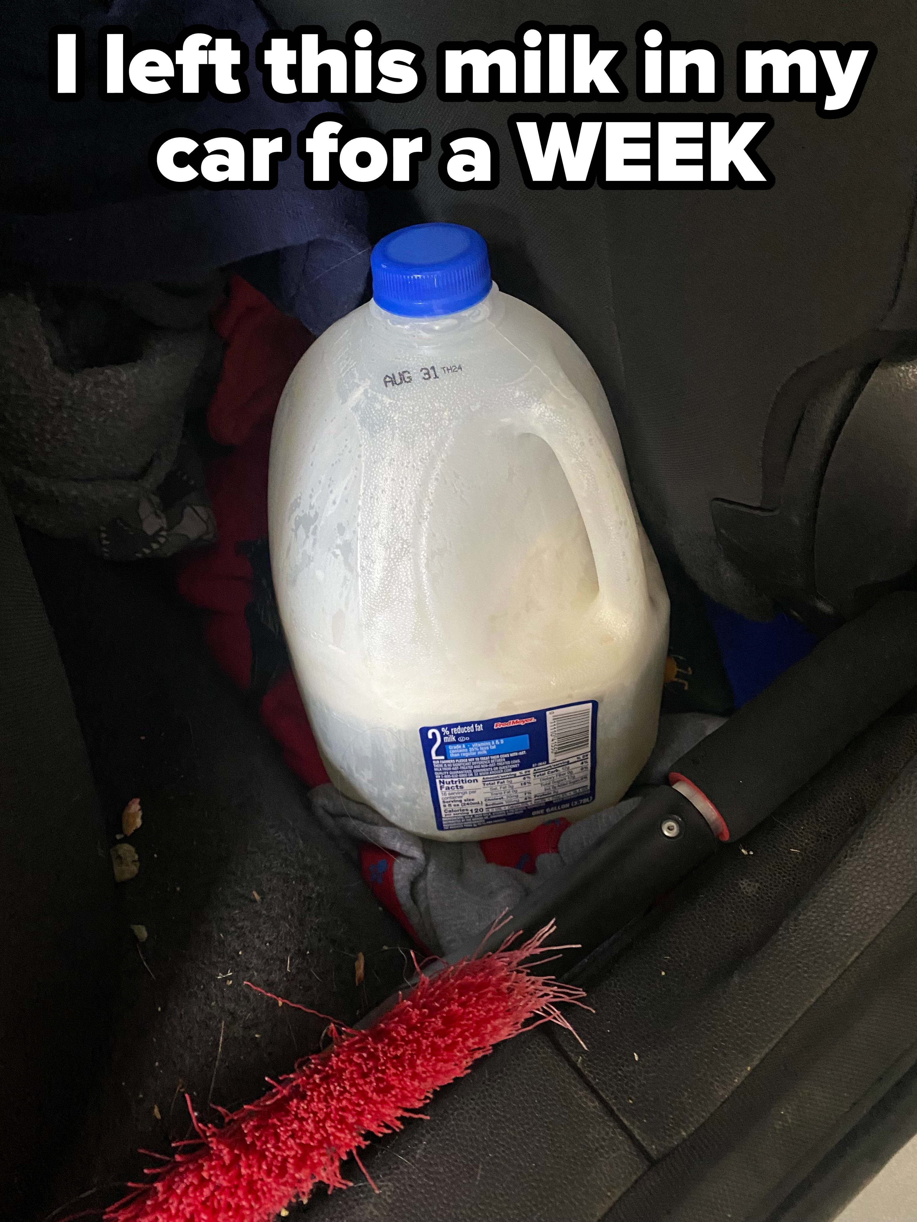 Spilled milk in a car