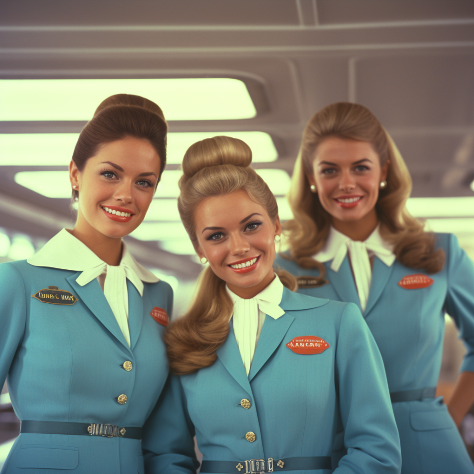 A group of airline stewardesses in the 1960s