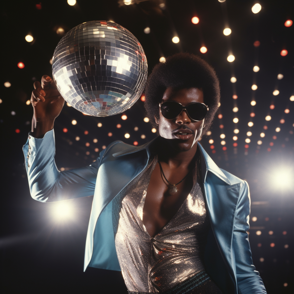 A man at a disco in the 1970s