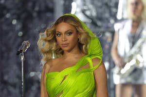 Beyoncé looks out at the crowd during a performance