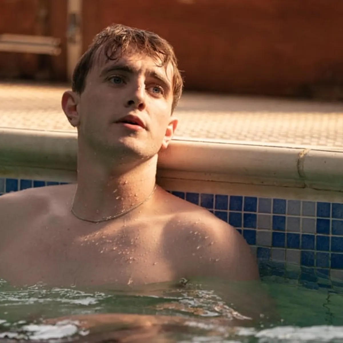 Paul Mescal in a pool in a scene from Normal People