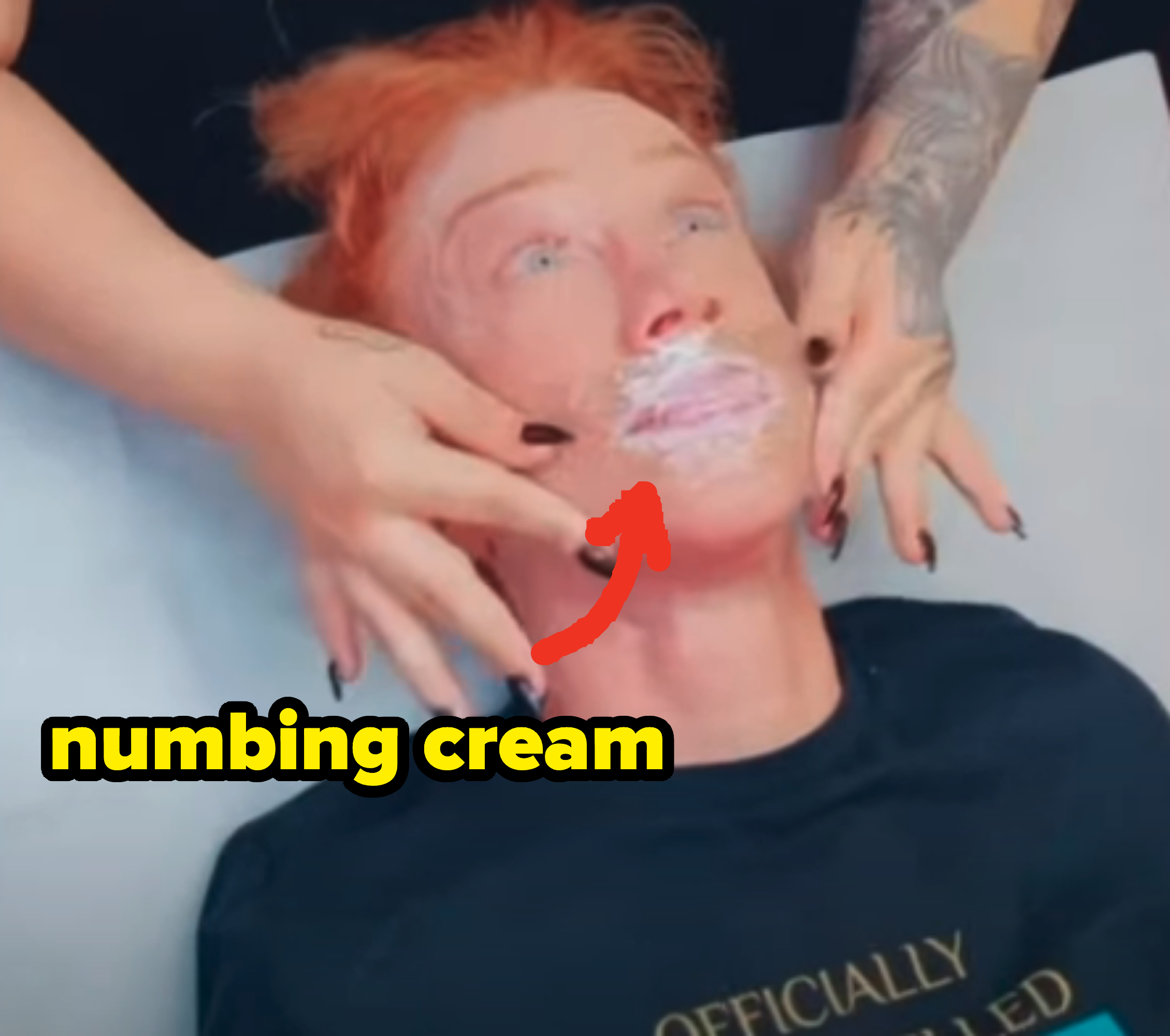 person applying the cream