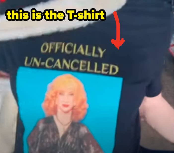 shirt with a photo of her and text, officially un-cancelled