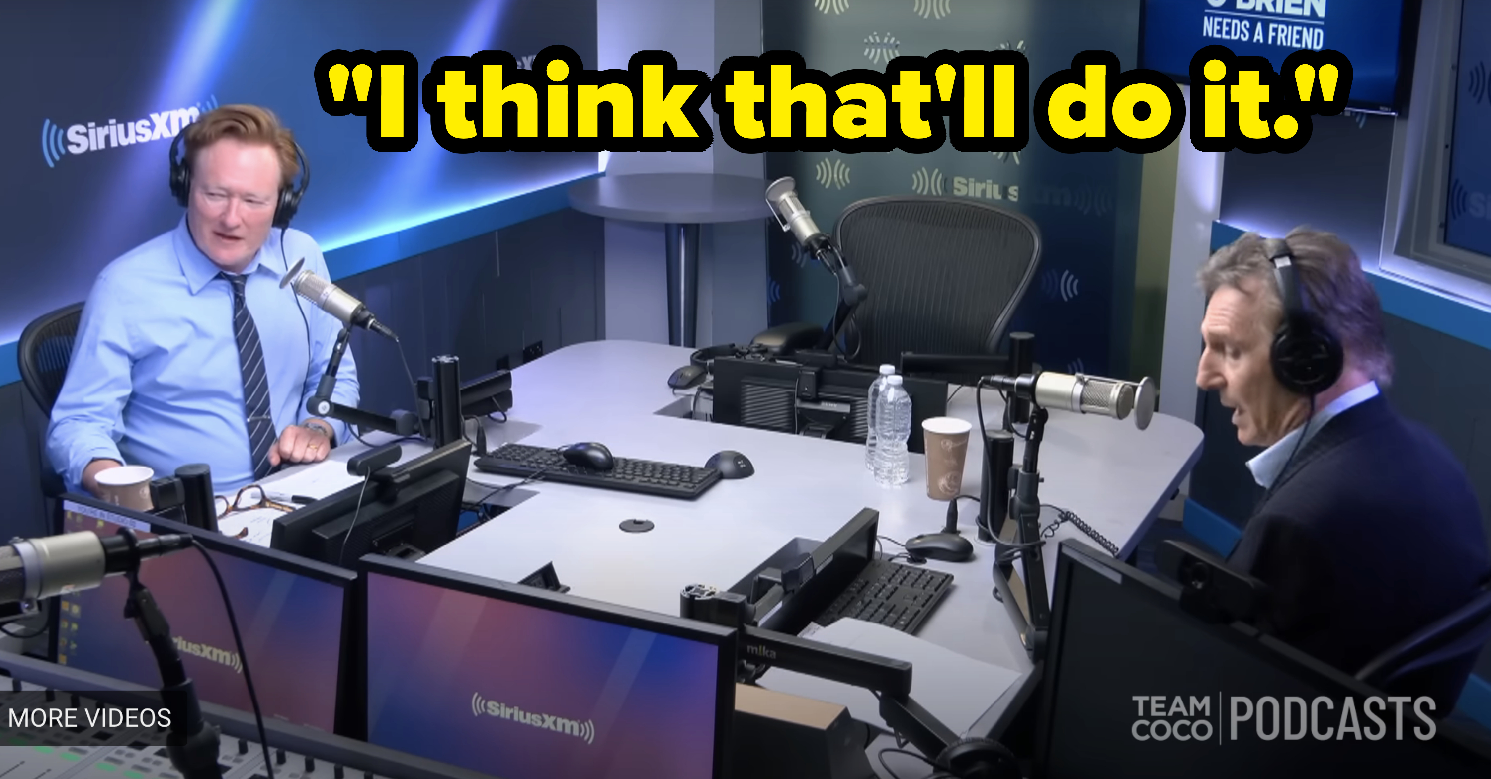 the two sitting across from each other for the podcast recording