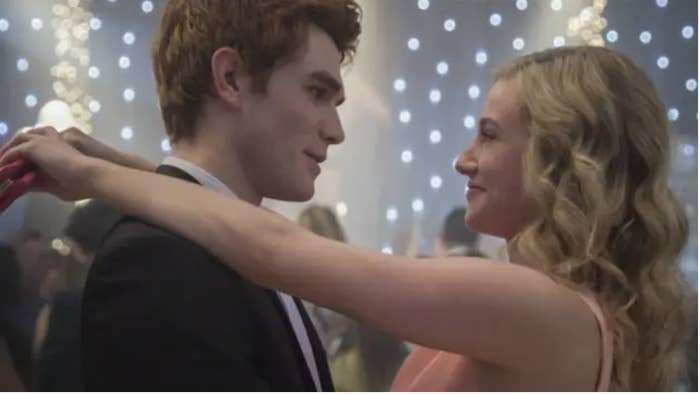 Closeup of Archie and Betty dancing