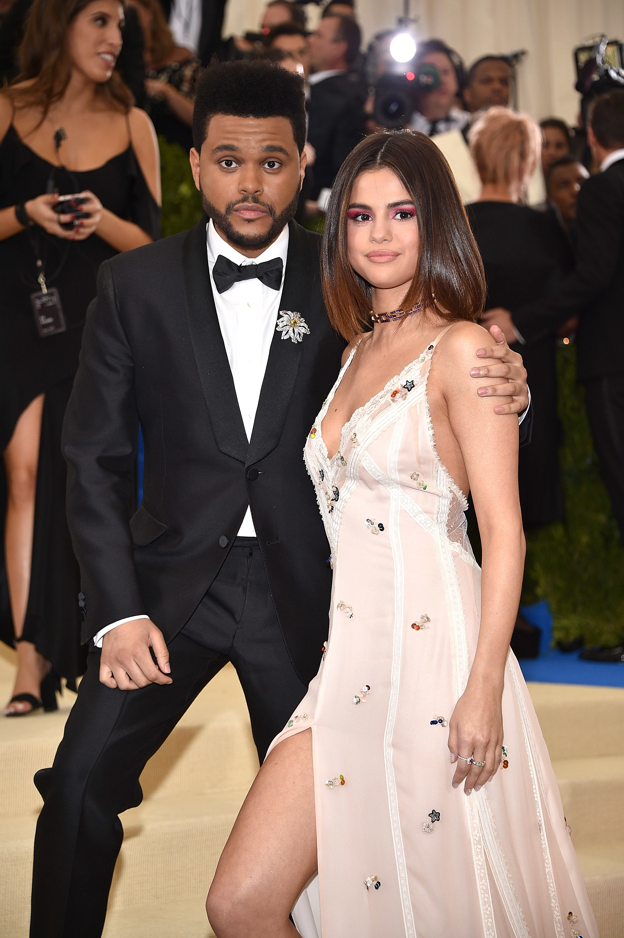 Close-up of The Weeknd and Selena at the Met Gala