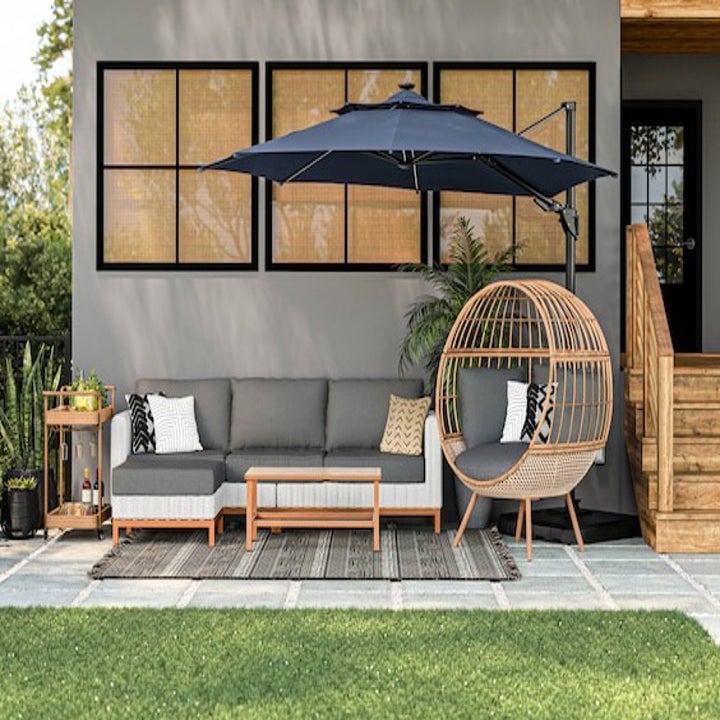 a four-piece outdoor wicker patio set