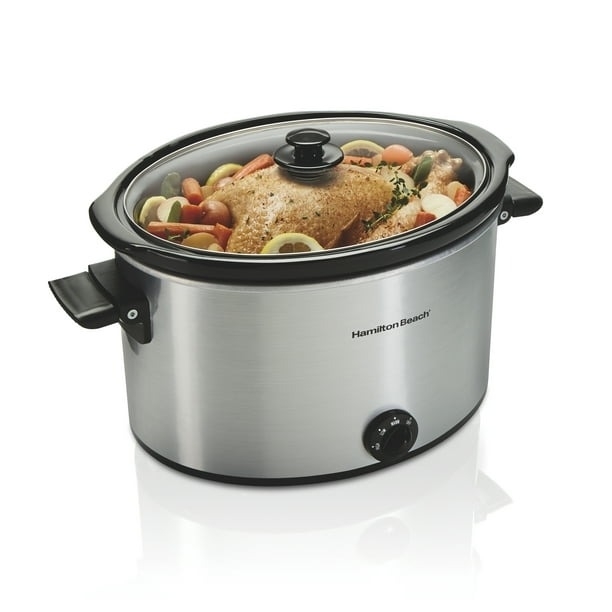 the Hamilton beach slow cooker with chicken inside