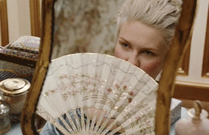 Closeup of Kirsten Dunst as Marie Antoinette
