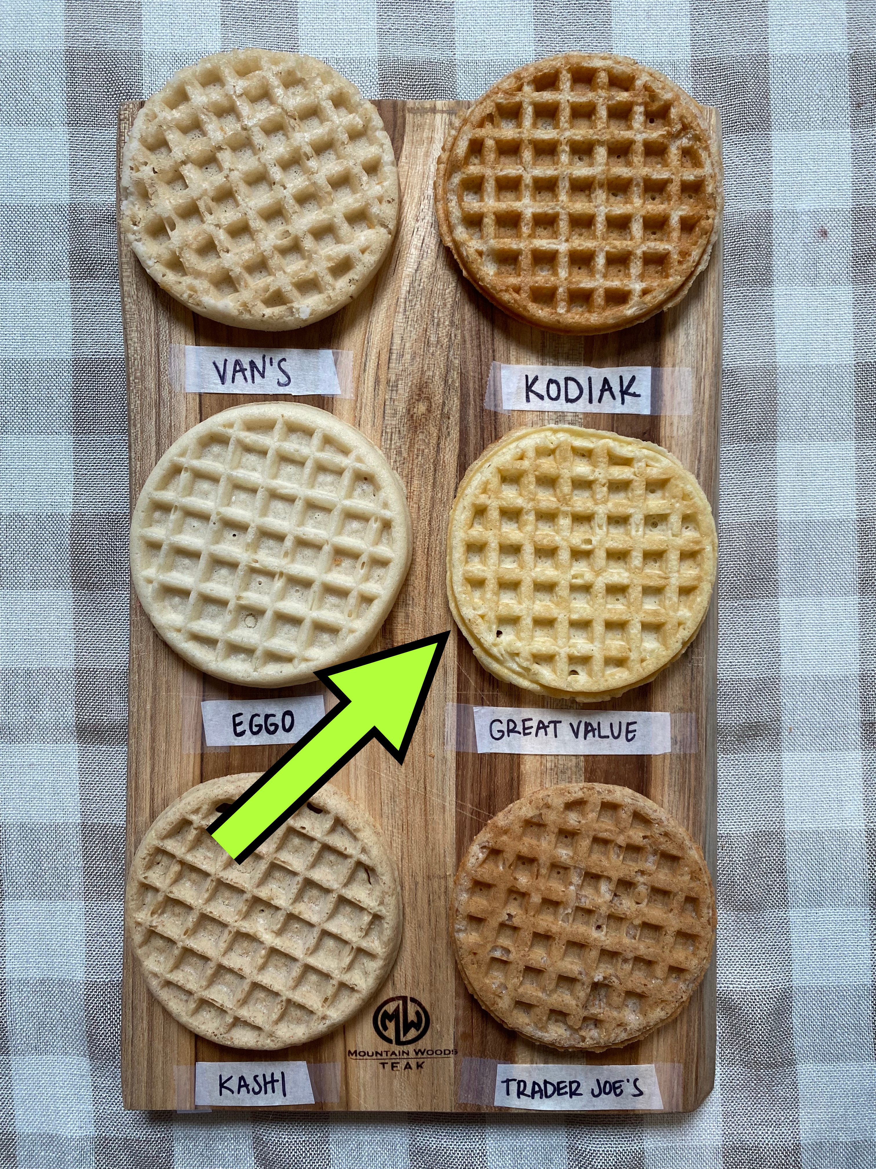 untoasted waffles on a cutting board